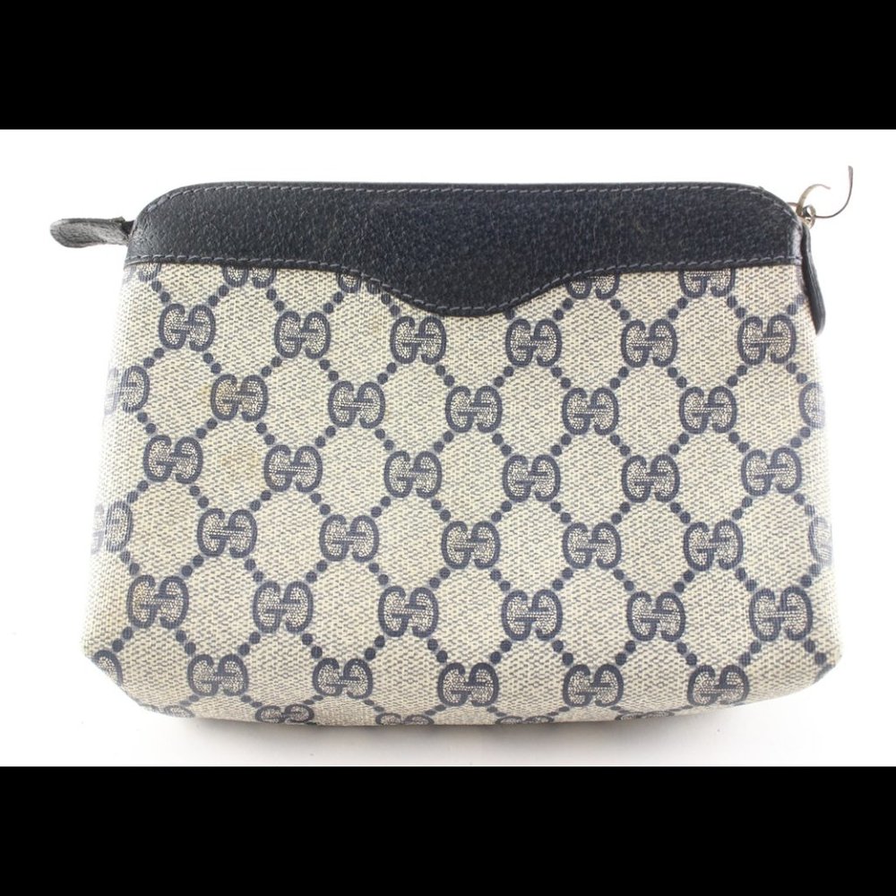 Gucci Navy Supreme GG Zip Pouch Case 1G525C - Picture 10 of 13